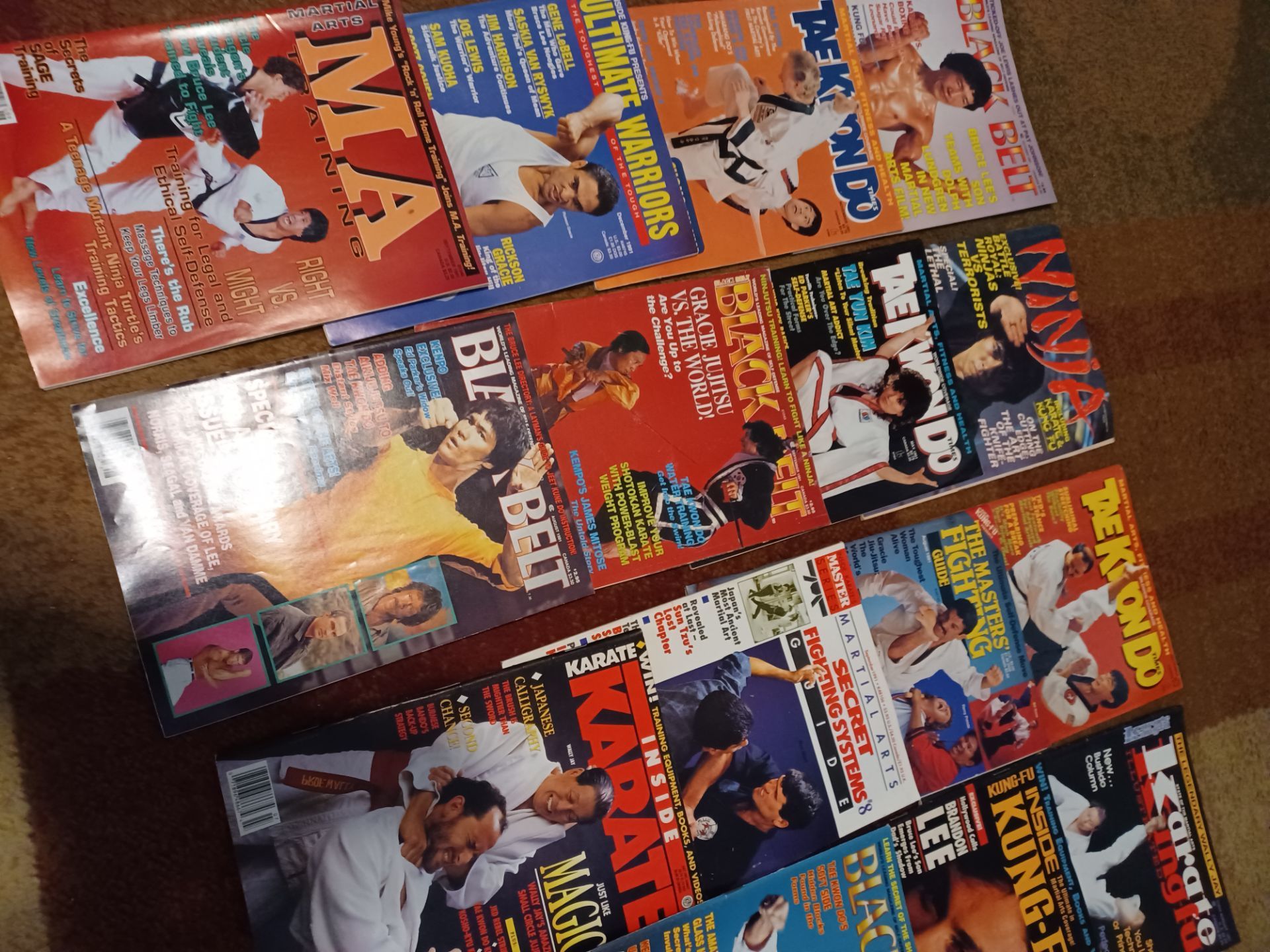 19 various martial arts magazines black belt ninja Tae Kwon do etc.