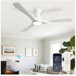 Depuley Ceiling Fans with Lights: 52-inch Smart Fan Flush Mount, White
