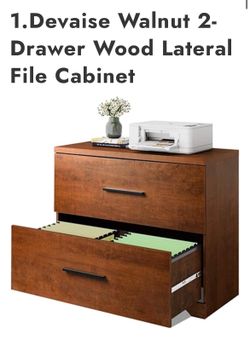 Walnut 2-Drawer Lateral File Cabinet for Letter & Legal Files with Anti-Tip Interlock-Pre built and in box