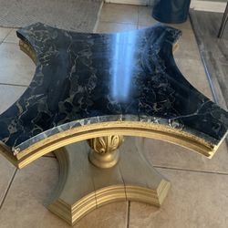 Beautiful Solid Wood And Marble End Table