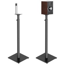 Bookshelf Speaker Stands Pair, Height Adjustable Extends 32-42 inch for Rear Surround Sound Speakers,