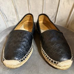 Authentic Gucci Guccisima Black Leather Espadrilles 37