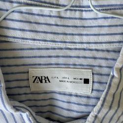 Zara Shirt White Blue Dress Shirt 