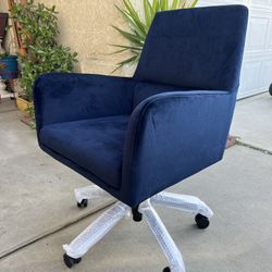Brand New. Midnight Blue. Velvet Mid Century Modern Office Chair. Retails Over $550