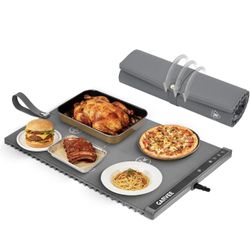 Garvee 3rd Gen Upgraded Food Warming Mat, AB Dual Zone Independent Heating, 24" x15" Electric Warming Tray with 6 Temp Levels & 1-3H Timer, Portable F