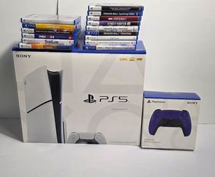 PlayStation 5 Slim Disc 1TB Console Bundle With 15 GAMES &  Additional Controller