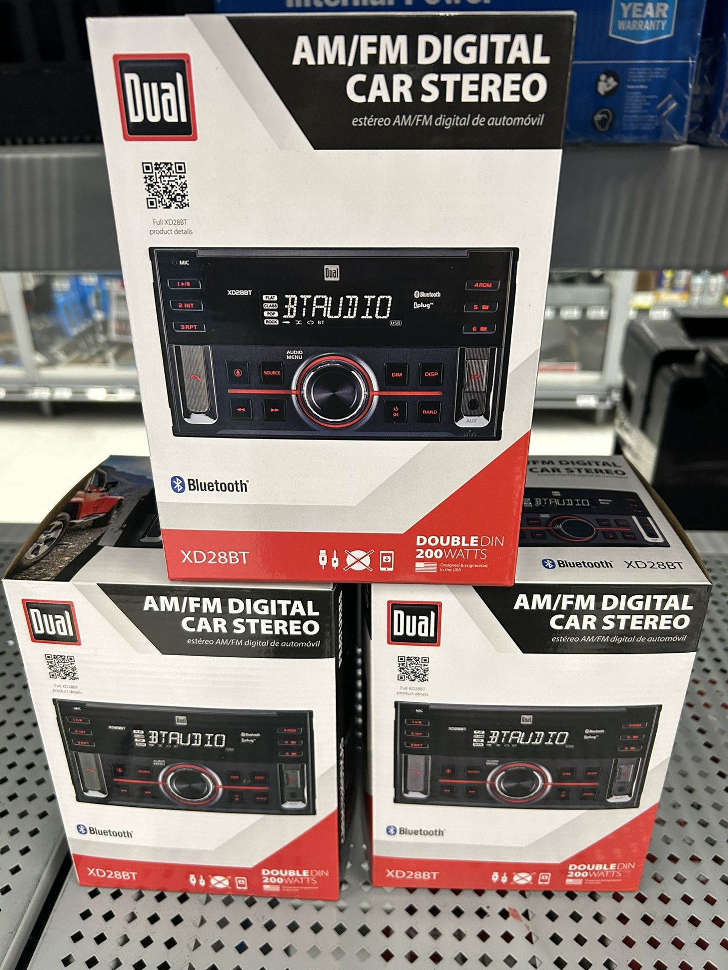 Dual Electronics XD28BT, Car Stereo Head Unit, Double DIN with Bluetooth, 7-Character LCD, New