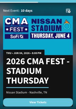 2 Tickets to CMA Fest June 4th