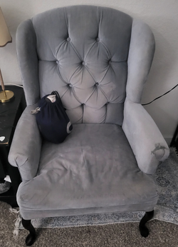 Gray Tufted Velvet Wingback Armchair x2