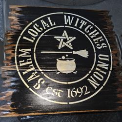Halloween Witch Cedar Wood Sign