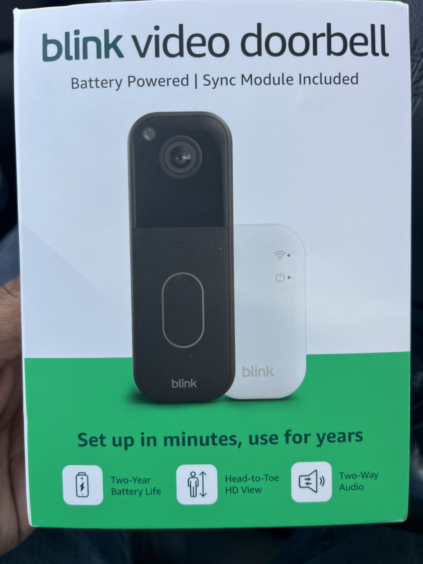 Blink Video Doorbell (newest model) – Head-to-toe HD view, two-year battery life, and simple setup. Sync Module Core included – System (Black)