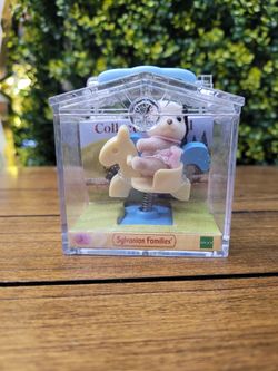 Sylvanian Families Baby Carry Case Beagle Baby On Swinging Horse Figure