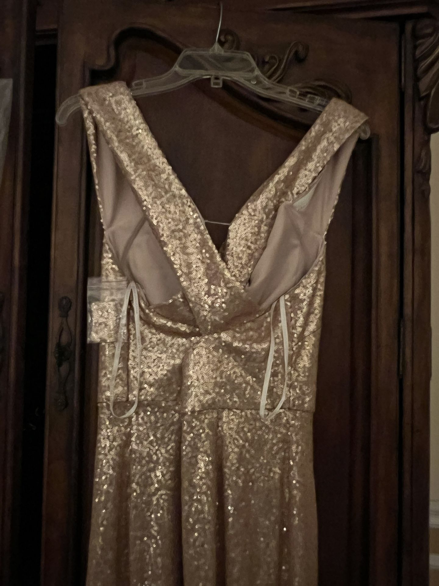 Adrianna Papell  Gold Sequined Gown  Size 10 
