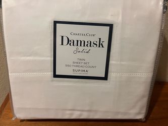 Charter Club Damask Solid Twin Sheet Set- Brand New