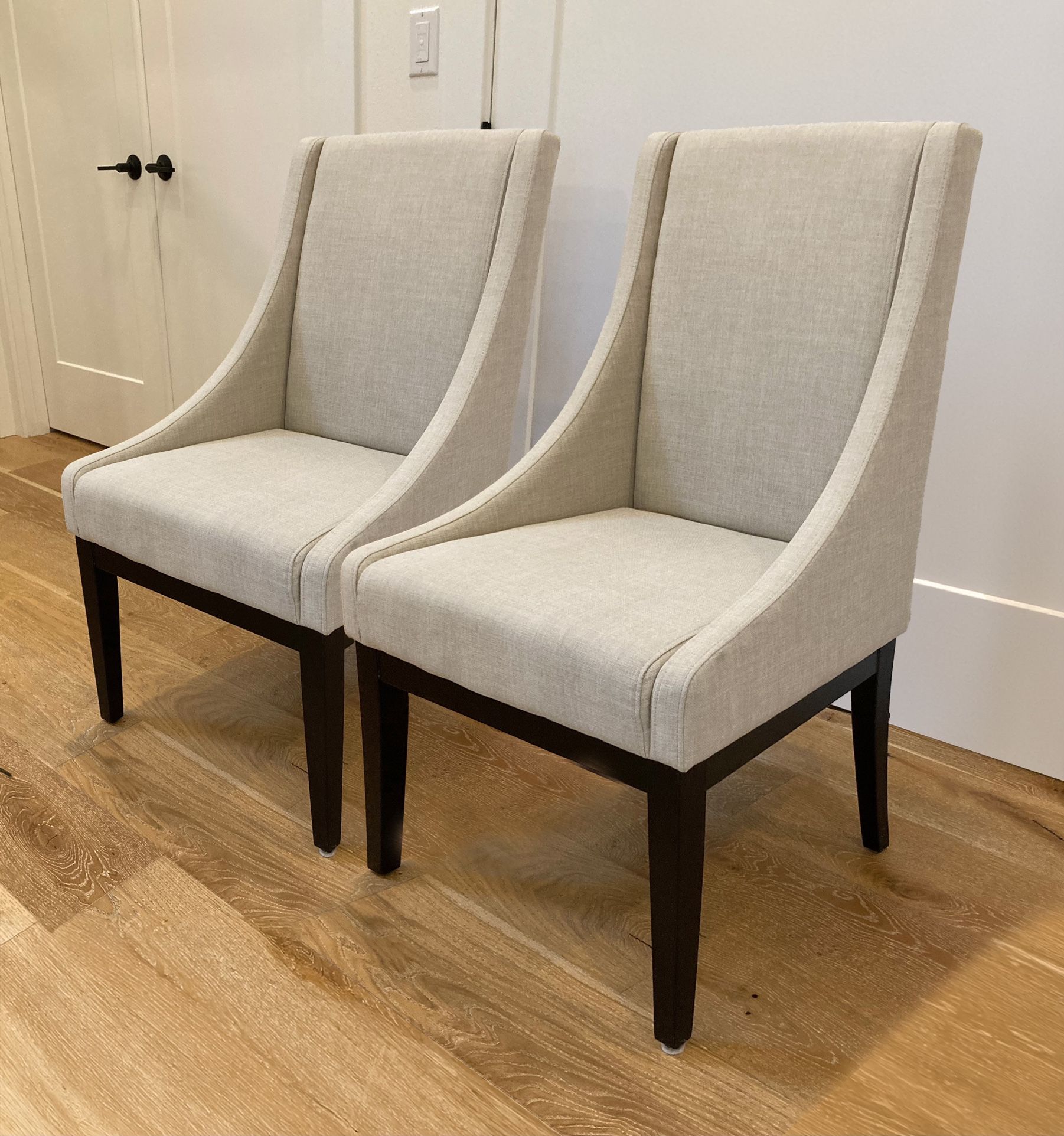 2 Dining Wingback Chairs. In Linen