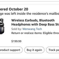 Wireless Earbuds, Bluetooth Headphones with Deep Bass Stereo, 48H Playback Ear Buds with LED Power Display, Lightweight, IPX7, in-Ear Earphones with