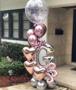 Balloons Bouquet Initial- Happy Birthday