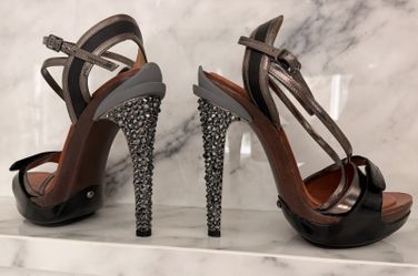 Lanvin Paris Crystal Rhinestone Platform Heels Sandals EU 36 Italy $2790