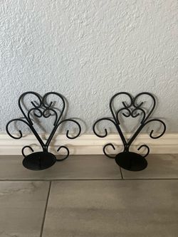 2 Black Metal Hanging Candle Holders