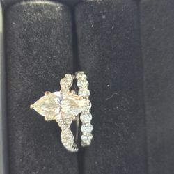 Over 2 Ct Lab Created Diamond Engagement Ring & 1 + Ct Matching Band 14k WG