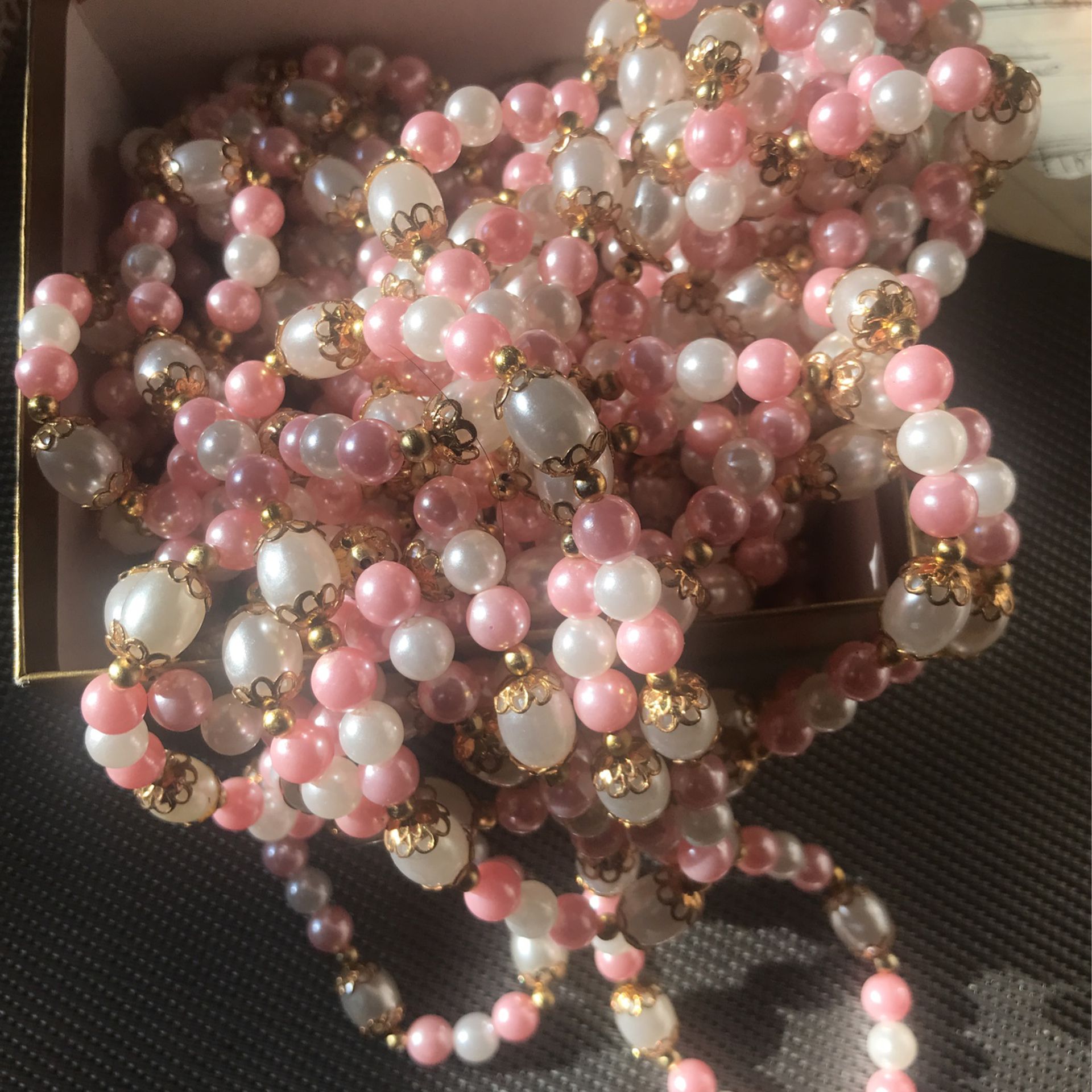 Pink And White Pearl Like Garland