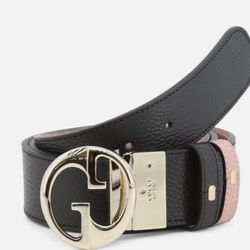 Gucci GG Interlocking Reversible Belt Black/Pink Belt with Gold-Tone Buckle