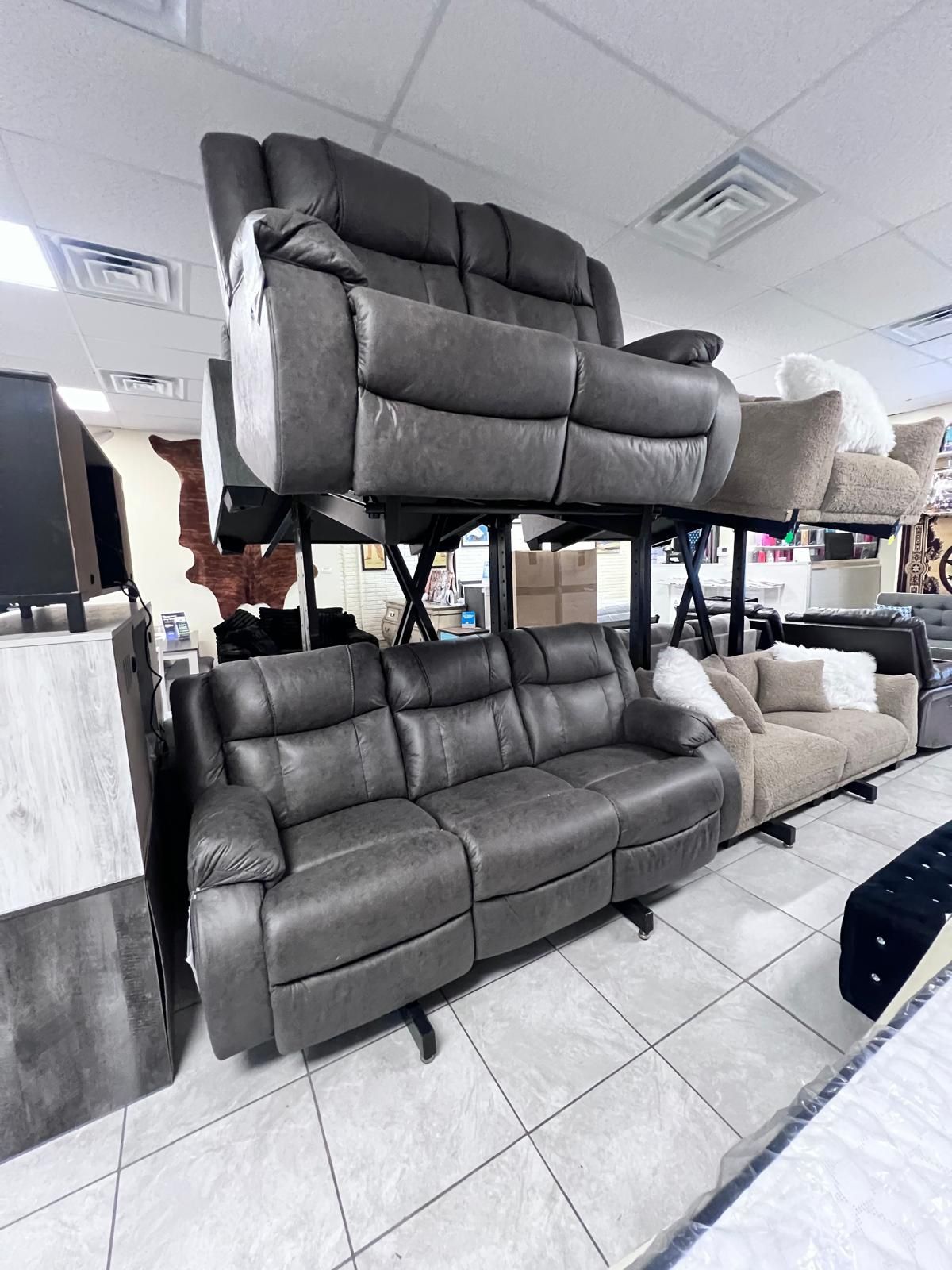 Gray Leather Sofa And Loveseat Recliner $1099