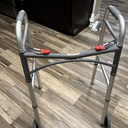 Drive Medical 10210-1 2-Button Folding Walker with Wheels, Rolling Walker, Front Wheel Walker, Lightweight Walkers for Seniors and Adults Weighing Up 