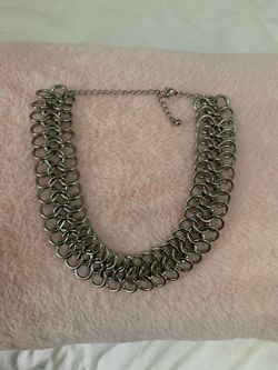 Silver Chain Choker Necklace