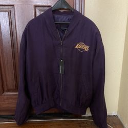 100% Silk Vintage Lakers Jacket, Mens Medium