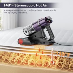 Mattress Vacuum Cleaner with Smart Dust Sensor, UV Bed Vacuum Cleaner with Hot Air, 16Kpa Strong Suction 500W & 45000Rpm Brushroll Rotation & Ultrason