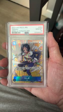 2023 ONE PIECE JAPANESE OP06-WINGS OF THE CAPTAIN #050 TASHIGI ALTERNATE ART psa10