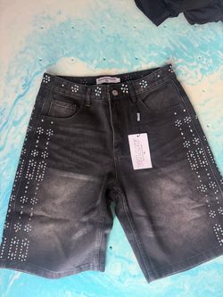 Valley Sports Division Rhinestone Denim Shorts Size 30