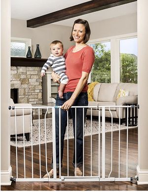 Photo Regalo | Easy Open 47-Inch Super Wide Walk Thru Baby Gate, Bonus Kit, Includes 4-Inch and 12-Inch Extension Kit, 4 Pack Pressure Mount Kit and 4 Wall