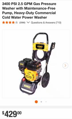 DEWALT 3400 PSI 2.5 GPM Gas Pressure Washer with Maintenance-Free Pump, Heavy-Duty Commercial Cold Water Power Washer