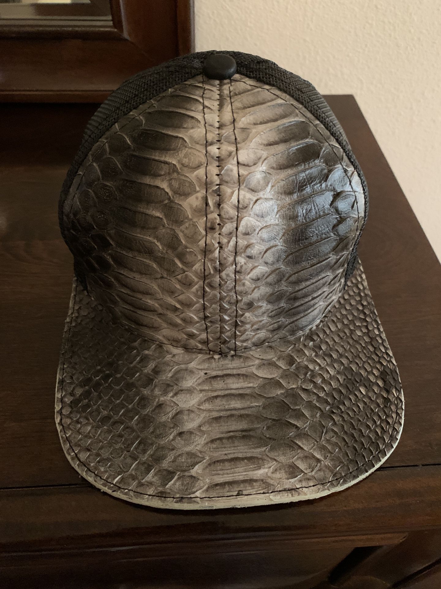 Cap- Genuine Python & Fishnet Back Snapback