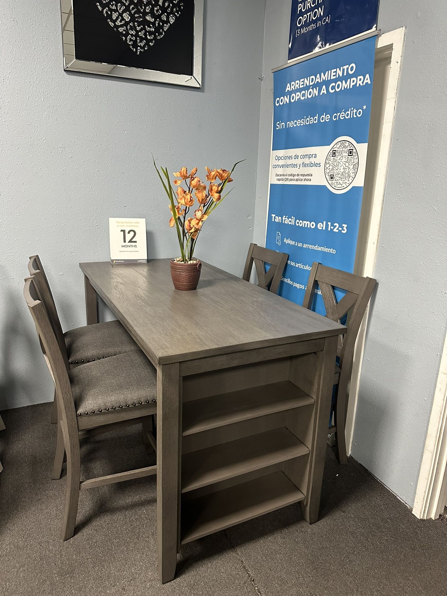 5PC Gray Dining Table Set
