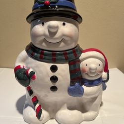 Celebrate The Season Ceramic Snowman Cookie Jar