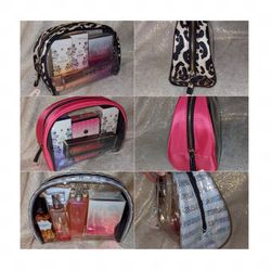 Victorias Secret VS Jelly Makeup Bag Cosmetic Case - NEW WITH TAGS - Pink, Leopard, Silver Iridescent 