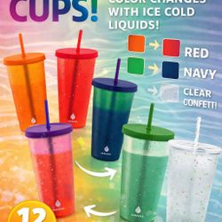 Cups With Lids And Straws, Color Changing