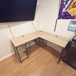 L Shaped Desk - Office - Light Wood