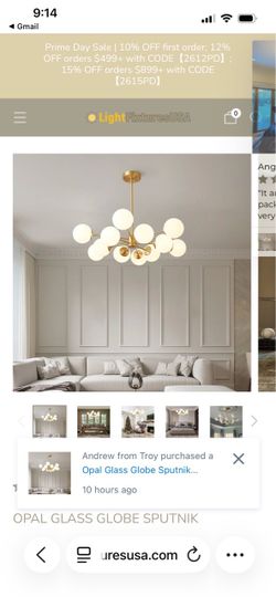 Opal Glass Globe Sputnik Chandelier