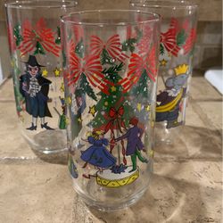 3 Vintage Nutcracker Ballet  Libby Mouse King 6" Collector Drinking Glasses Christmas