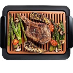 Gotham Steel Smokeless Indoor Grill, Nonstick Indoor Smokeless Grill with Ceramic Coating & Adjustable Heating, Indoor Grill Electric Smokeless with D