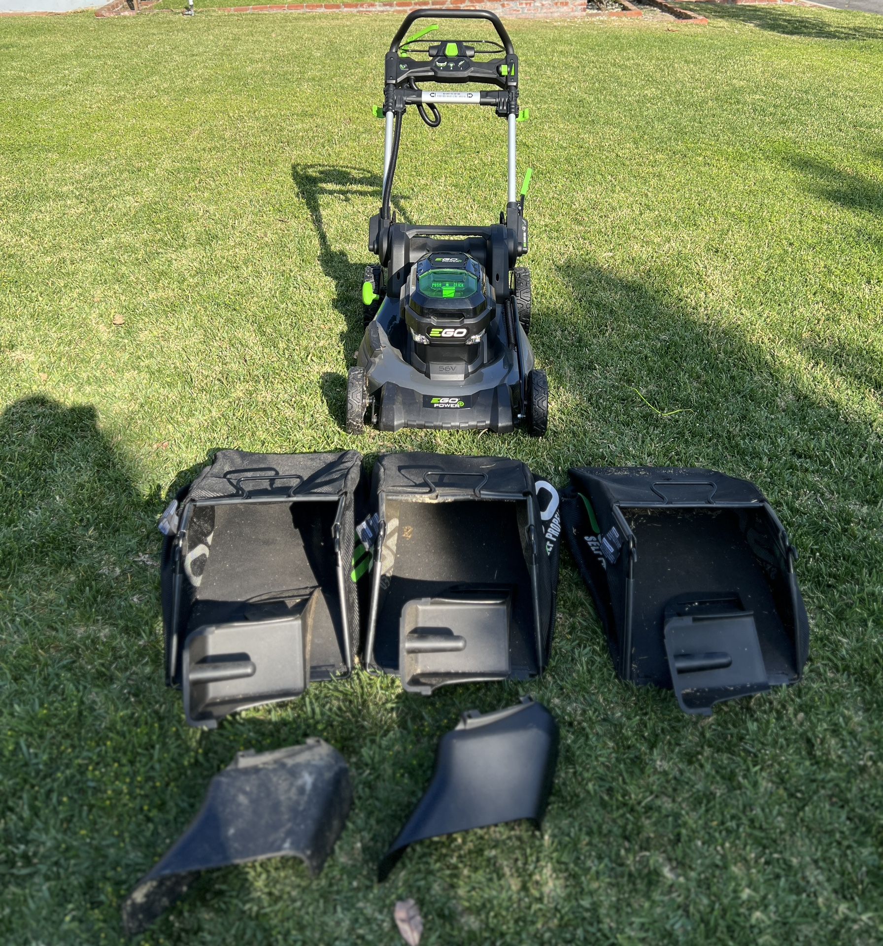 LikeNew EGO Power+ LM2020SP Mower + 3 EGO Grass Catchers 435 for