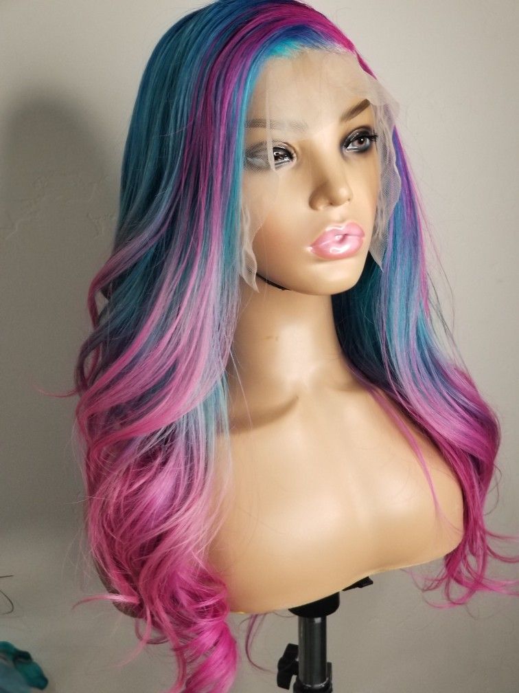 Pink & Blue 22" Frontal Wig 