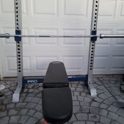 bench press squat rack n weights