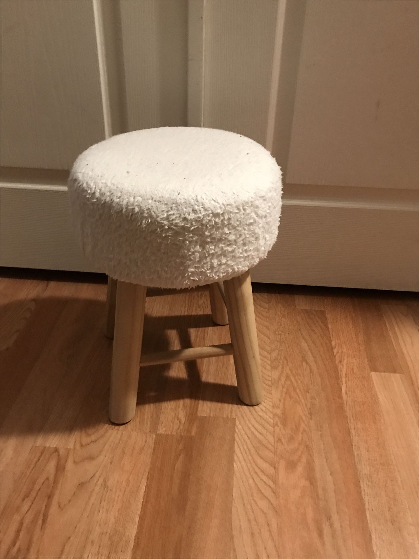 Small Fuzzy Stool For Kids Or Vanity 