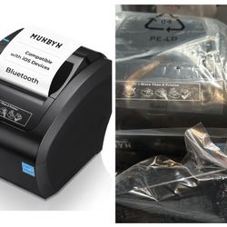 MUNBYN Bluetooth Thermal Receipt Printer P047, 80mm POS Printer, Thermal Printer with USB Serial Ethernet, Bluetooth, Support Android Windows PC (Do N