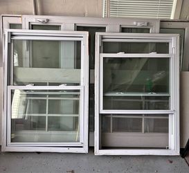 White Vinyl Double-Hung Windows – Lot of Several